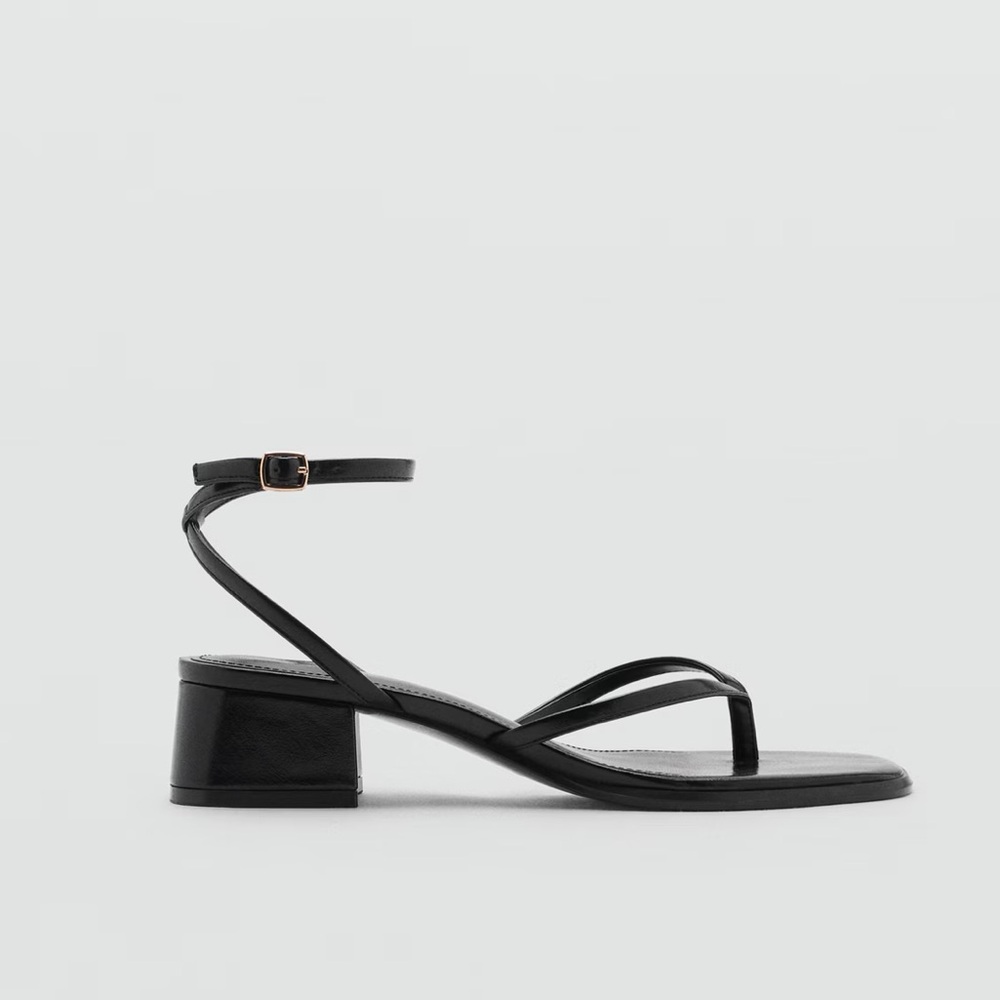 Mango Strappy Heeled Sandals in Black